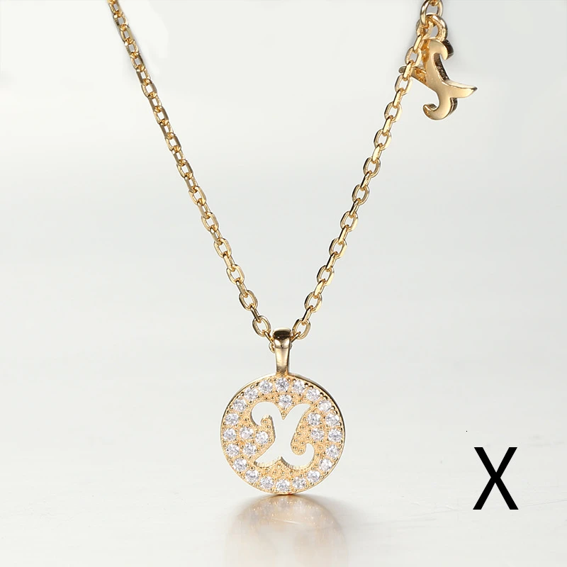 Ожерелье с подвеской в виде букв, с 925 пробы, серебряное, богемное, цвета шампанского, золотое, пара, длинное ожерелье, Colier Femme Joias Feminina, ювелирное изделие - Окраска металла: Gold X