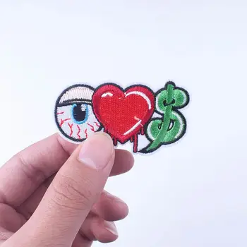

6.5x3.6cm 1pcs Eye Hippie Iron On Patches For Clothing Geart Money Embroidery Cloth Patches On Clothes Apparel Sew Accessories