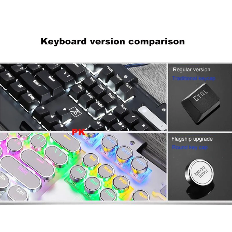 Backlit Gaming Keyboard Mechanical Keyboard Retro Punk Wired Gaming Keyboard Multiple Light Effect for PC Laptop Computer