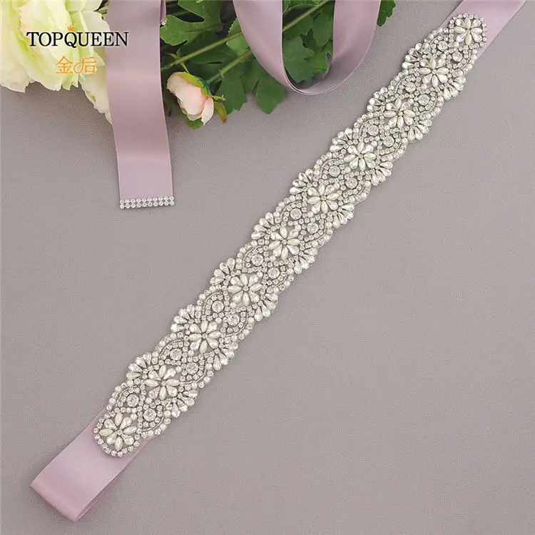antique violet TOPQUEEN S04B Iuxury свадебный пояс Женский пояс со стразами и кристаллами свадебный пояс для подружки невесты пояс для свадебного платья - Цвет: antique violet