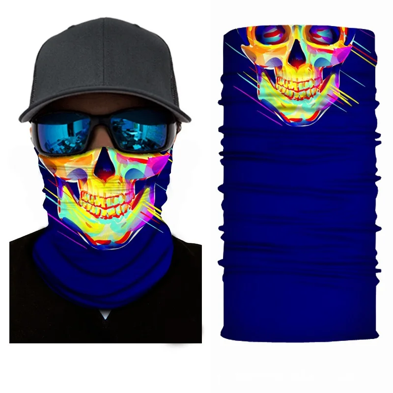 2021 Cool Design Fashion Seamless Polyester Neck Gaiter Headwear Skull Tubular Bandana For Fishing