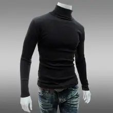 

40% Dropshipping!!Fashionable Men's Tops Solid Color Long Sleeve Turtleneck Sweater Warm Knit Pullover