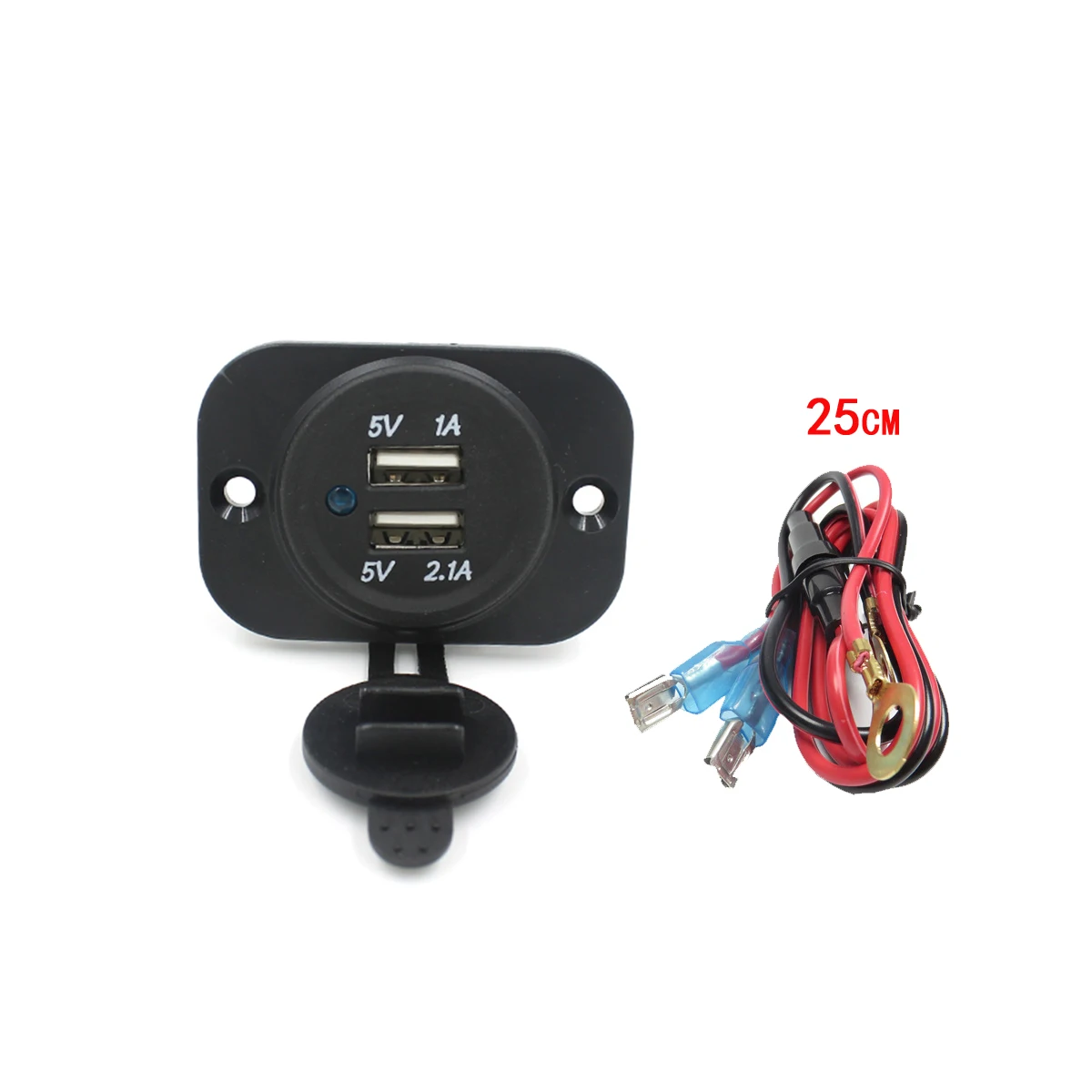 With 25cm Cable Прочный 12-24V автомобиля с двумя портами USB Зарядное устройство 3.1A Порты и разъёмы в байкерском стиле Зарядное устройство адаптер для телефона/mp3/iPad/gps - Название цвета: With 25cm Cable