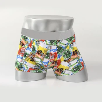 

Summer Ice Silk Men Short Boxers Male Casual Colorful Printed Cotton Boxers BUD203