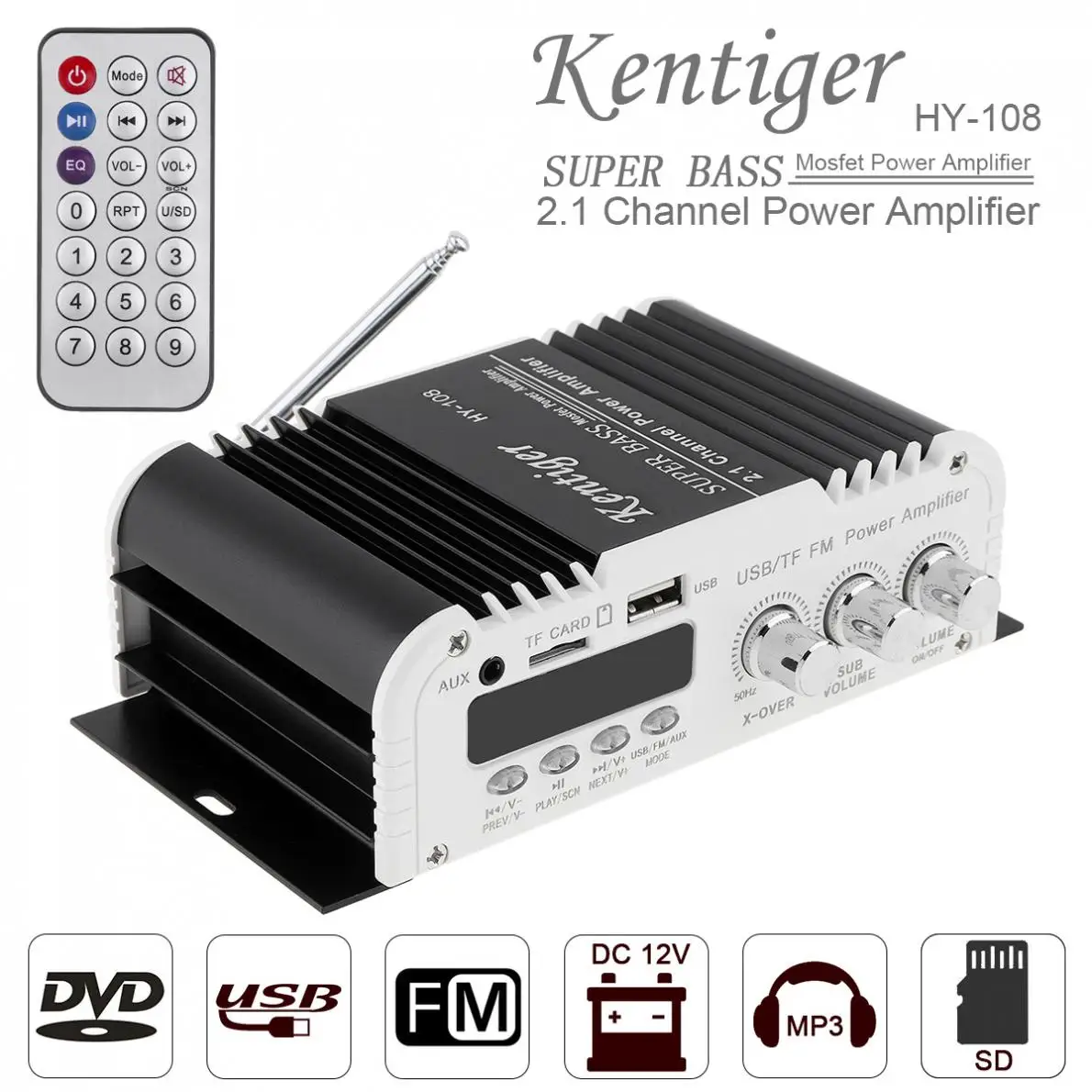 2.1CH HIFI автомобильный стерео аудио усилитель высокой мощности fm радио плеер
