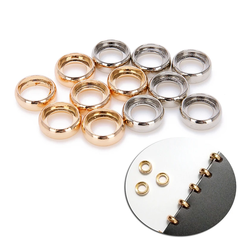 6Pcs/Pack Metal Gold/Silver Loose Leaf Book Binder Hinged Rings Keychain Bronze Album Notebook Folder Accessories