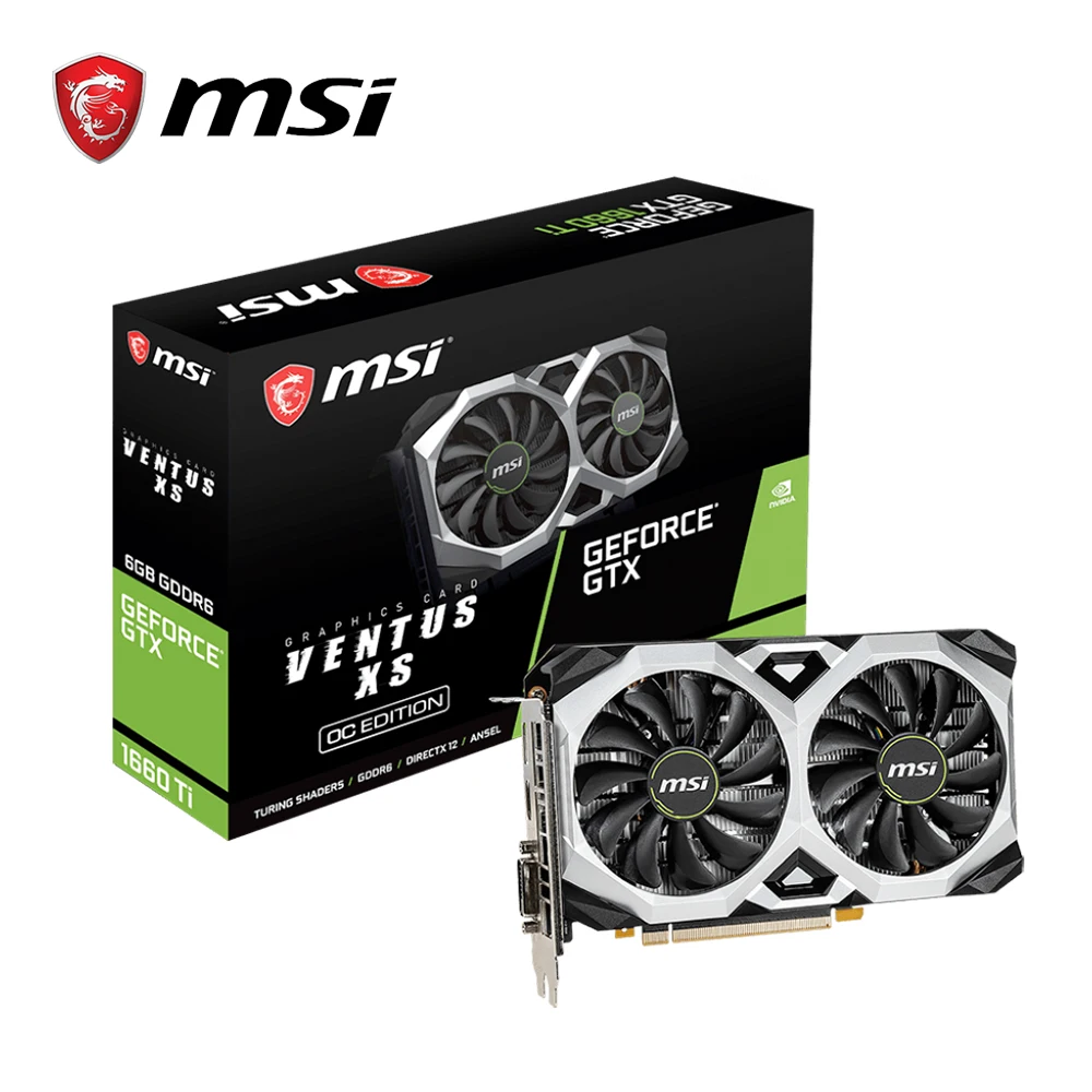 

MSI GeForce gtx 1660 Ti VENTUS XS C 6G OC Video Card 6GB 192bit Nvidia GDDR6 PCI-EX16 3.0 HDMI Graphics Card