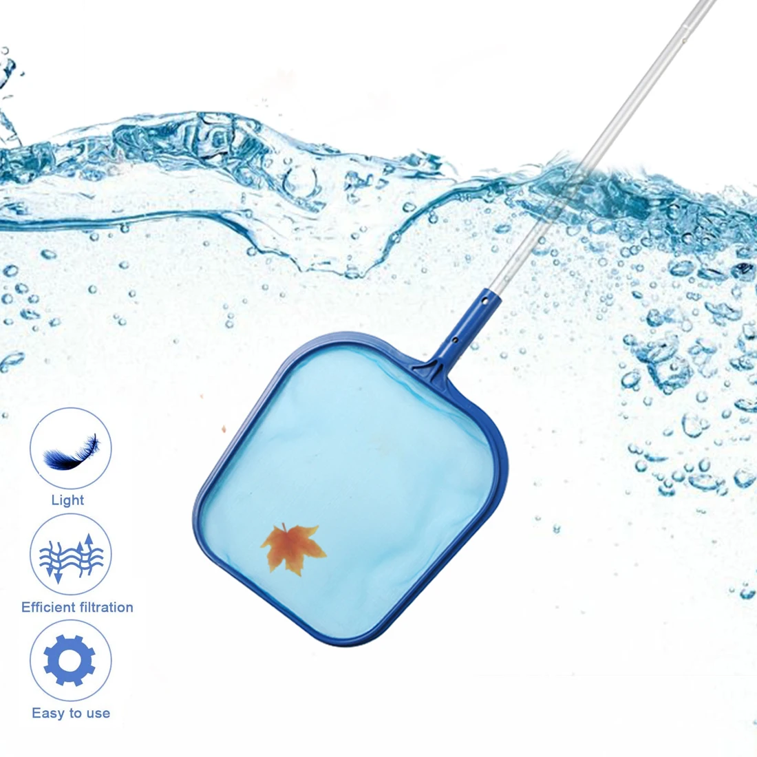 

1pcs Blue Pool Cleaning Net Skimmer Pool Leaf Cleaning Net Skimmer with Telescopic Pole Detachable for Fish Pond Swimming Pool