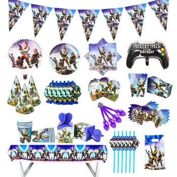 

Fortress Night Game On Boy Birthday Party Paper Cups Plates Bags Tablecloth Eat Chicken Baby Shower Decorations Party Supplies
