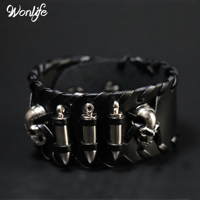 Кожаный браслет в форме пули стиле панк рок крутой Кафф|leather bangle|leather braceletbangle leather