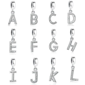

100% Authentic 925 Sterling Silver Alphabet A-Z Letter Charms Beads Fit Original Pandora Bracelet Necklace DIY Jewelry Making
