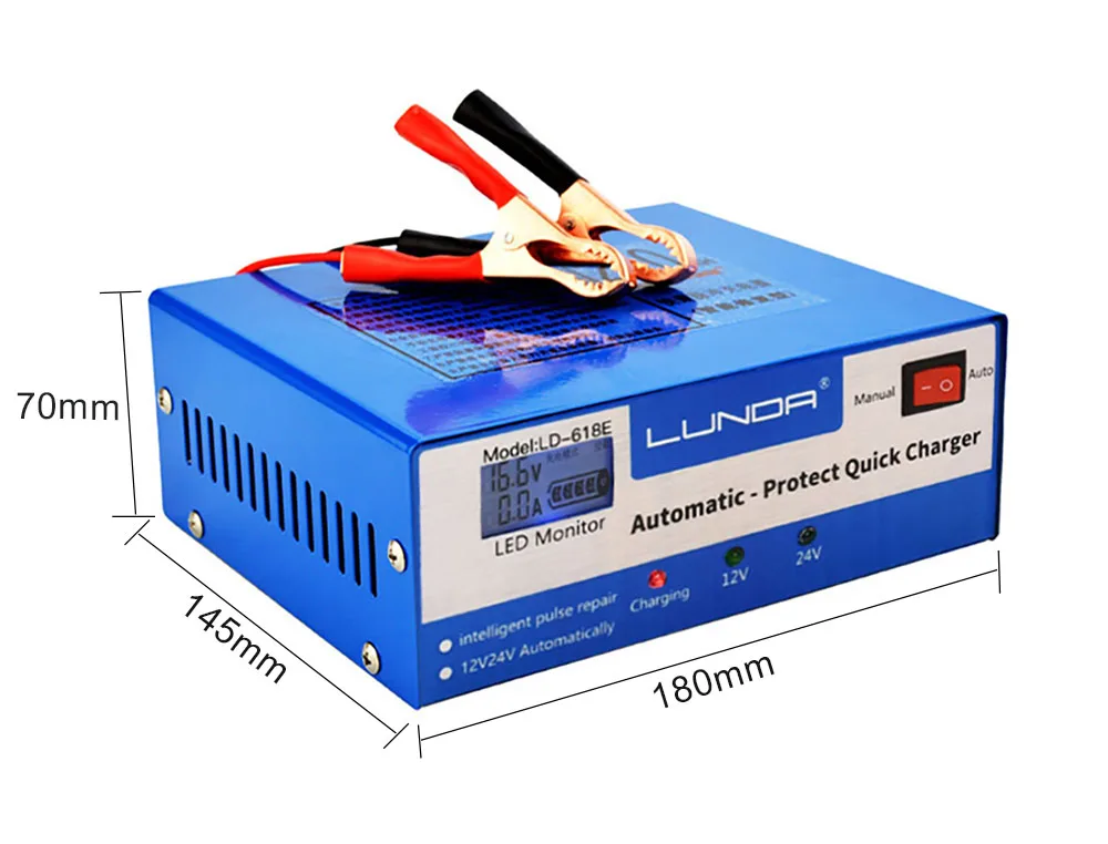 Автомобильное зарядное устройство 12 В 24 в полностью автоматическое электрическое умное быстрое зарядное устройство интеллектуальное импульсное Ремонтное устройство для мотоцикла
