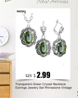 Прозрачный зеленый кристалл Цепочки и ожерелья серьги комплект ювелирных изделий Rhinestone Винтаж вид Модные украшения для Для женщин TS405