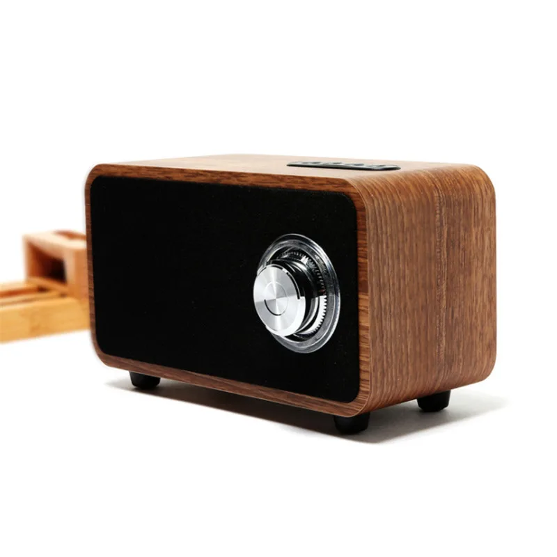 

20WPortable Desktop Speaker Wireless Retro Bluetooth Speaker FM Radio Wood Bluetooth Speaker Built-in 2200 mAh BatterywithTF AUX