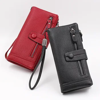 

2020 new long wallet zipper buckle PU soft face vertical wallet