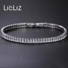 LicLiz Мода прозрачный циркониевый Кристальный Теннисный браслет для женщин Кристаллы белого золота цвет коробка цепь ювелирные изделия Bijoux LUB0180X