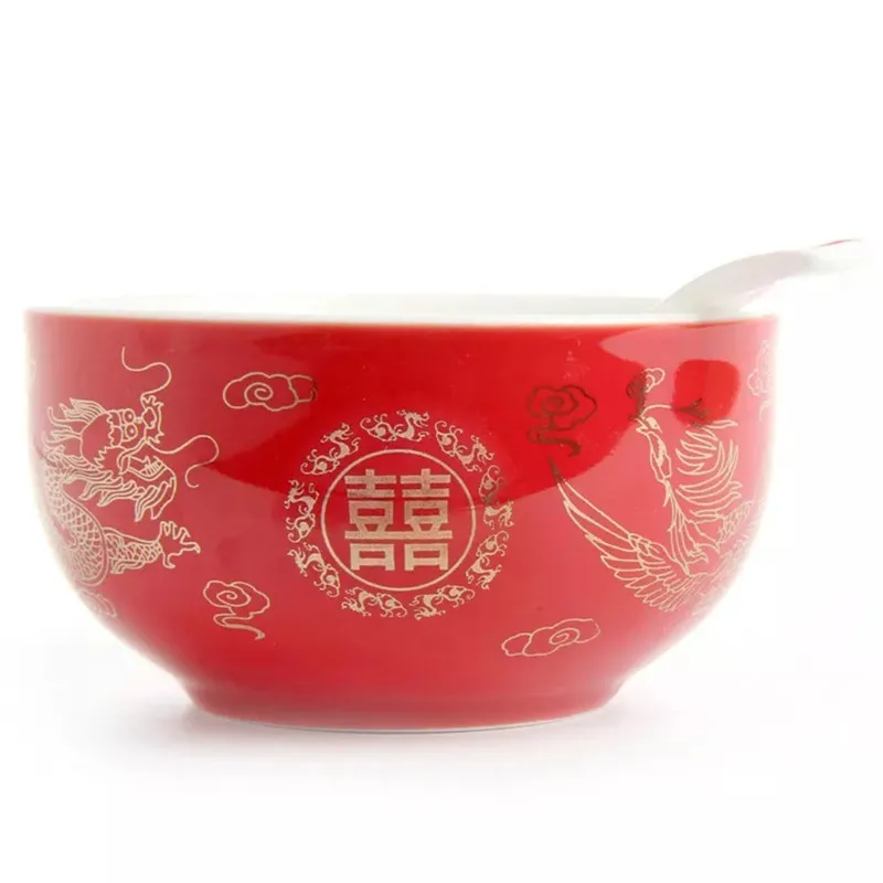 Soup Bowl 1 Дракон и феникс свадебный gaiwan чайная чаша китайский красный ted чайная чашка и блюдце набор - Цвет: Soup Bowl 1