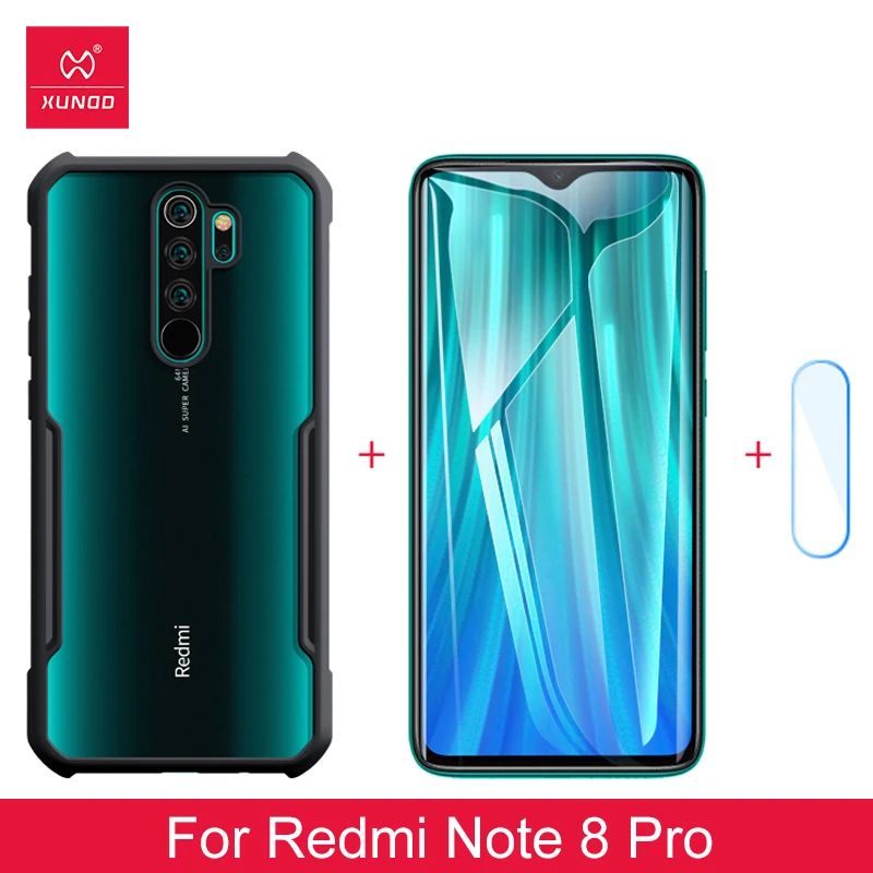 Чехол с кольцом для Xiaomi Redmi Note 8 Pro противоударный Прозрачный бампер подушкой