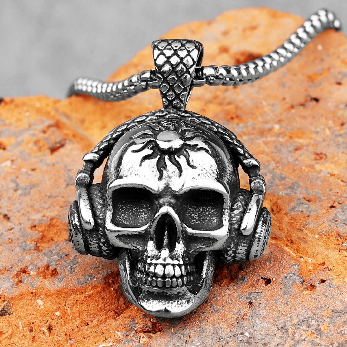 Skull Jewelry For Men Punk Rocker Gothic Skeleton Skull Pendant