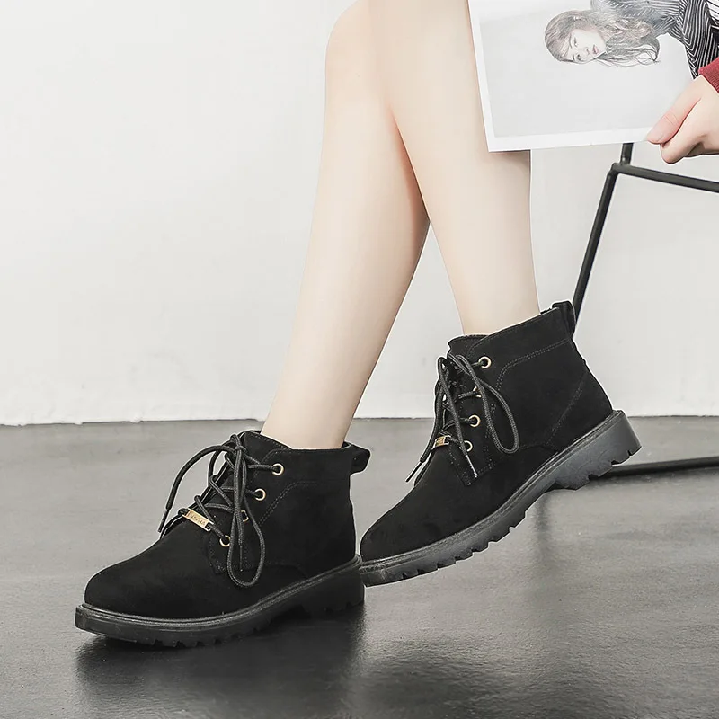 

Martin Boots Women's 2019 New Style Short Boots British Style Single Boots Autumn And Winter Retro WOMEN'S Boots Flat Low Heel