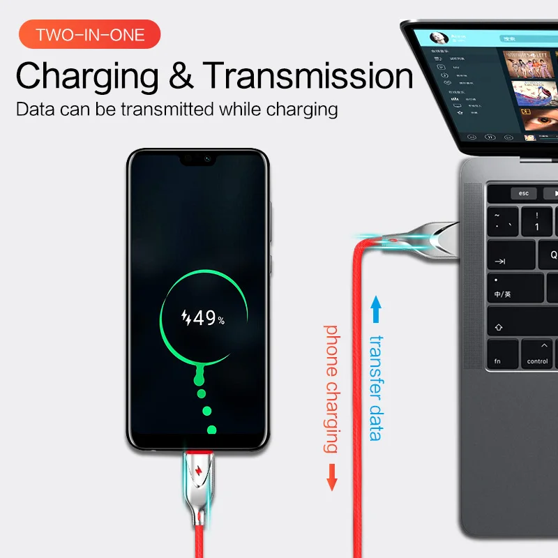 GUUGEI Micro usb type-C кабель 2.3A зарядное устройство шнур для samsung S8 S10 S9 Быстрая зарядка C-type светодиодный светильник кабель для мобильного телефона