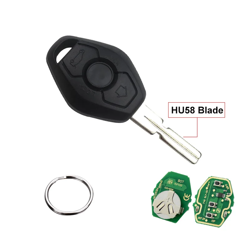 OkeyTech 3 кнопки 315/433 МГц ID44 чип дистанционного ключа автомобиля для BMW E46 E38 X3 X5 Z3 Z4 EWS системы 3 5 7 серии Uncut HU58/92 лезвие - Количество кнопок: 315 433Mhz
