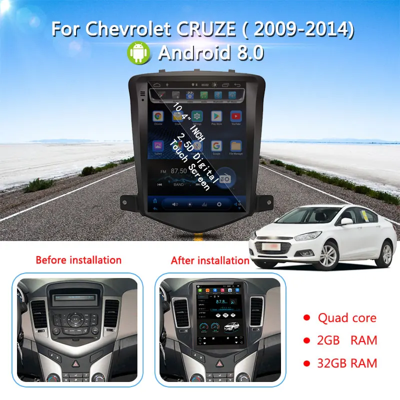 10," Android 8,0 2+ 32G автомобильный радиоприемник с навигацией GPS плеер стерео для Chevrolet Cruze 2008