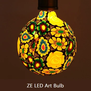 

Tiffany Lamp Tiffany LED-Bulb Mediterranean Style Restaurant Bar Cafe Lamp Colorful Glass Art Bulb Christmas Decoration Light