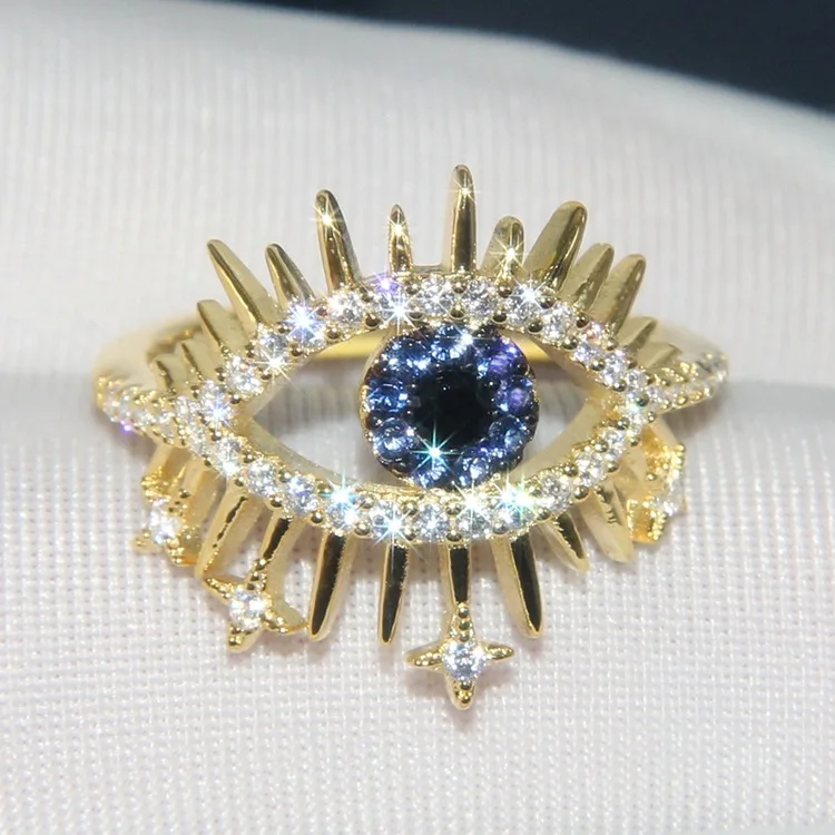 Популярный бренд, 925 пробы Серебряное кольцо Lucky Eye, голубой кубический цирконий, камни Monaco, кольца на палец для женщин, ювелирные изделия для глаз