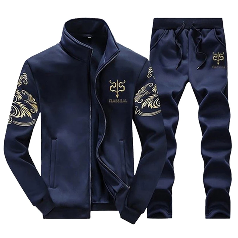 Kopen Brand Mannen Sportkleding Sets Running Sport Fitness Trainingspak Mannelijke Twee Stukken Sweatshirt + Sweatpant Gym Kleding Trainingspak Mannen
