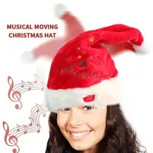 Электрическая Рождественская шляпа, красная бархатная музыкальная поворотная крышка, вечерние рождественские украшения, рождественский подарок