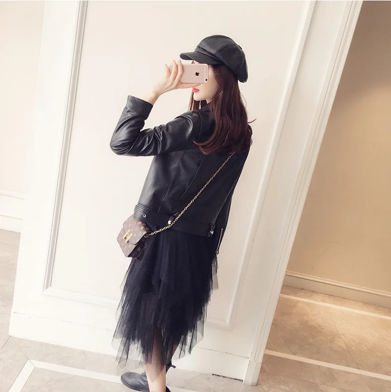Free Shipping New Genuine Lamb Leather Jacket Women's Real Leather Short Coat Real Sheepskin Coat Wholesale Retail OEM