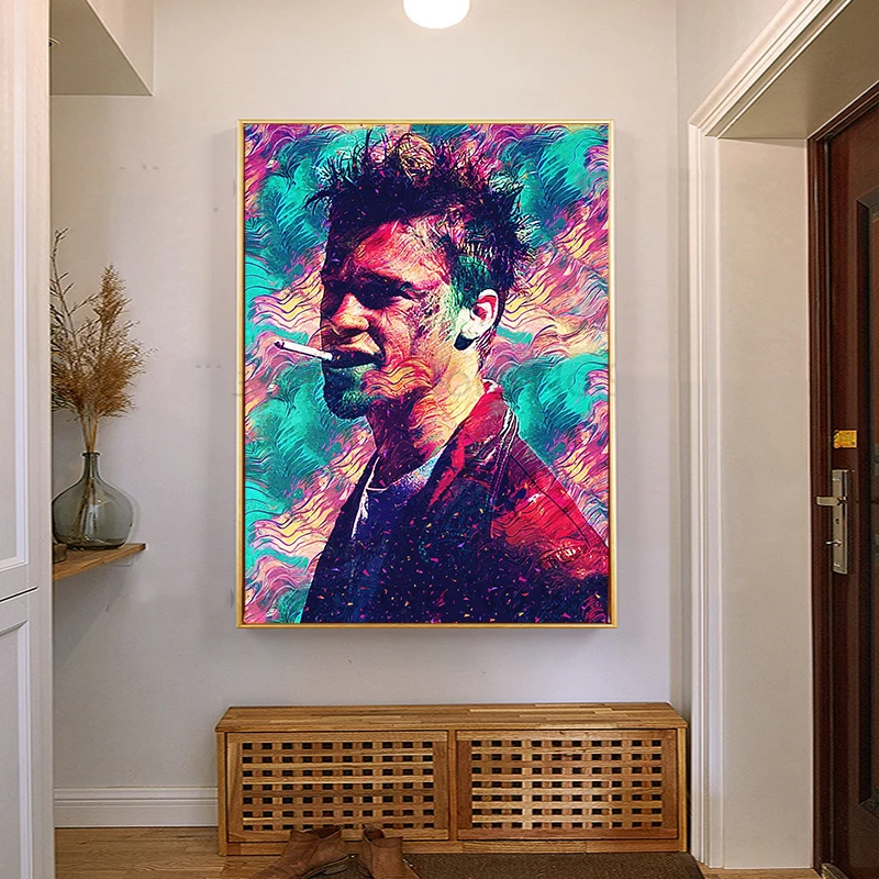 MT349 Fight Club Movie Smoking TYLER DURDEN Film Character Wall Art Picture Canvas Painting Poster Prints Living Room Home Decor | Дом и сад
