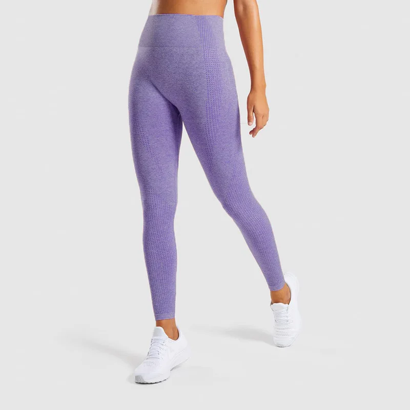 

Women Purple Energy Seamless Leggings Tummy Control Legging High Waist Sport Fitness Leggings Casual Solid Knitted