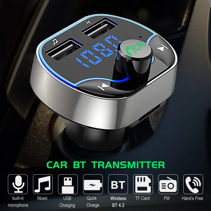 VisTsing Автомобильный Bluetooth 4,2 fm-передатчик беспроводной радиопередатчик адаптер громкой связи с поддержкой TF