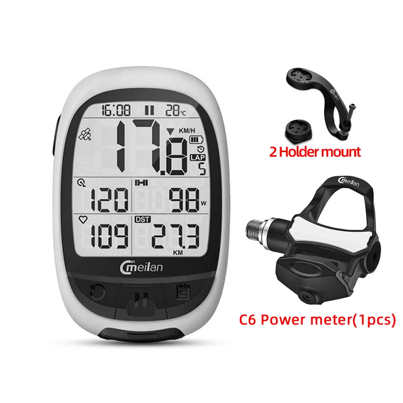 M2 wiht C6(1pcs) Meilan M2 gps велосипедный компьютер беспроводной скорость метр BLE4.0/ANT+ велосипед одометр скорость/датчик Каденции пульсометр опционально - Цвет: M2 wiht C6(1pcs)