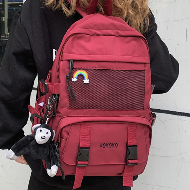 Women Backpack Laptop-Bag Bookbag Travel Enopella Black Girls Waterproof High-Capacity