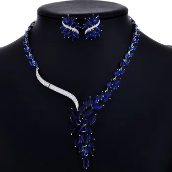 

White gold Jewelry Cubic Zirconia White Crystal Jewelry Sets For Women Earrings/Pendant/Necklace Set