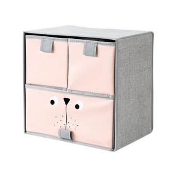

Storage Box Dustproof Foldable Imitation Linen Breathable Household Sundries Zipper Desktop Drawer Type Large Capacity Organizer