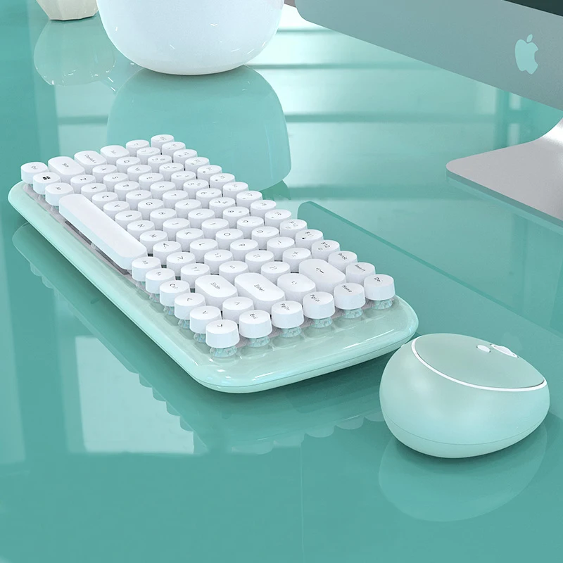 2.4G USB Wireless Mini Keyboard Mouse Combo Candy Round Button Keyboard Mouse For Macbook Lenovo Dell Asus HP Laptop PC Computer