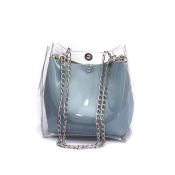 

Transparent Chain Bucket Bag 2020 New Style WOMEN'S Fashion Handbag Combination Shoulder Bag