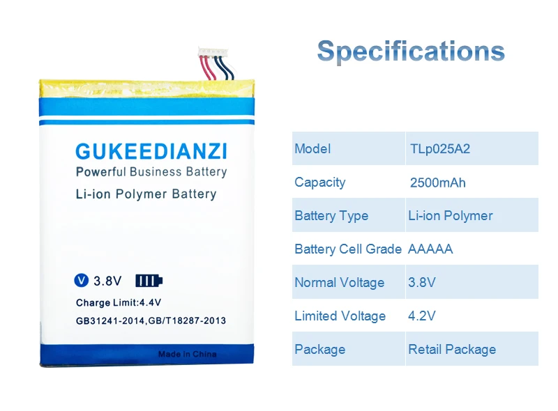 GUKEEDIANZI TLp025A2 2500 мАч телефон батарея для TCL S960 Y900 мобильный телефон замена перезаряжаемая батарея