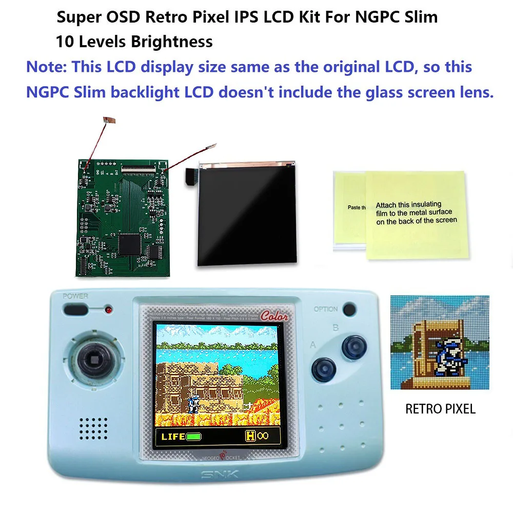 Super OSD Version Large Screen IPS LCD For NGPC Slim Backlight LCD For NEOGEO Pocket Color Slim Game Console