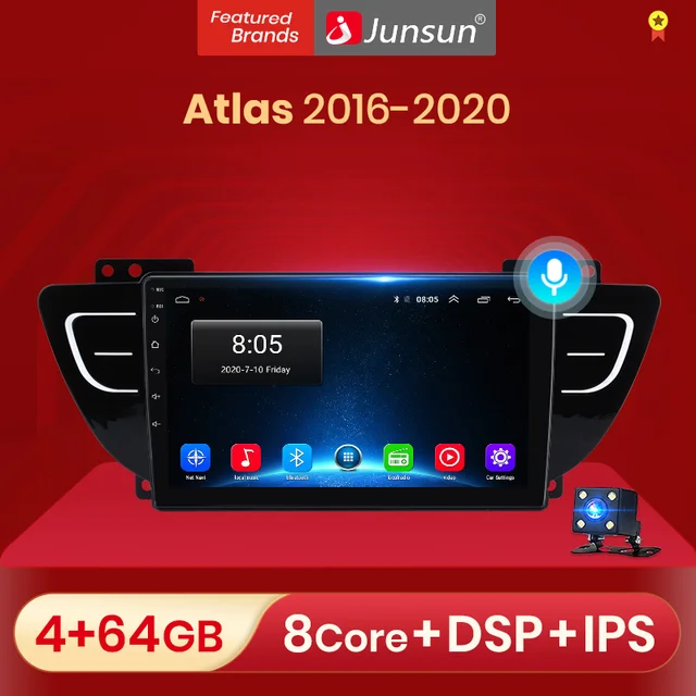 $146.89 Junsun V1 2G+32G Android 10.0 RDS For Geely Atlas NL-3 2016 - 2020  Car Radio Multimedia Video Player Navigation GPS 2 din dvd