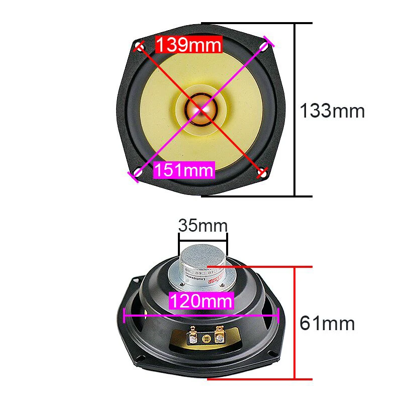 Cone de Fibra de Linho Neodímio Polegada Alto-falante Gama Completa Algodão Profissional Fase Quadrada Tweeter Médio Baixo Chifre 2 Pçs 5.25 25w - Image 2