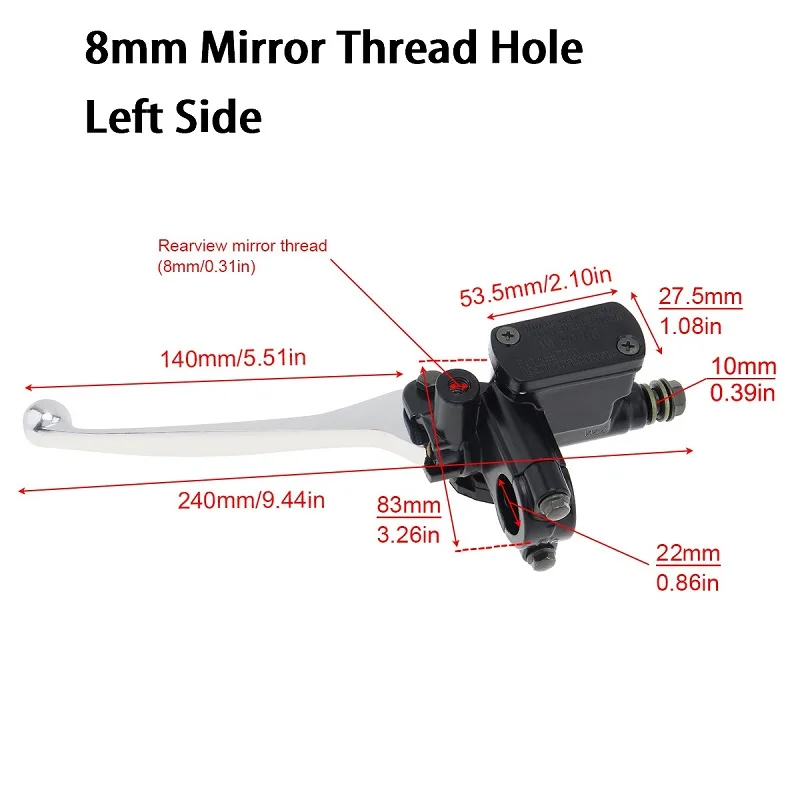 22MM M8/M10 Motorcycle Upper Front Brake Clutch Master Cylinder CNC Clutch Pump Reservoir Pump Lever Left Right for Honda Suzuk