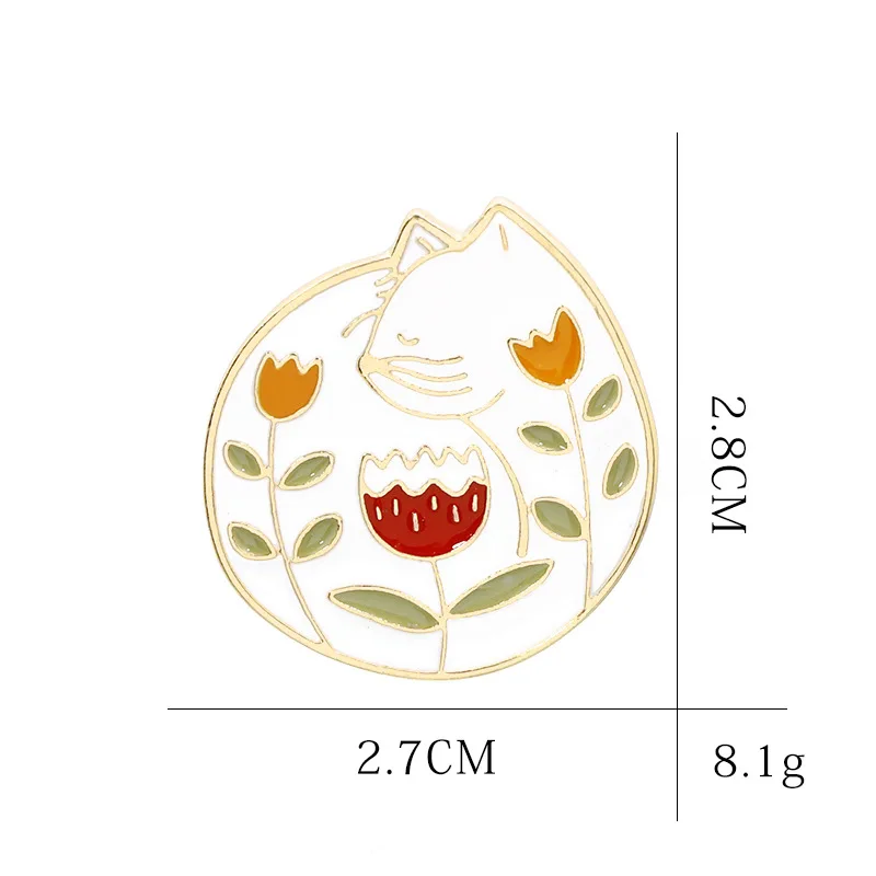ZRM мультфильм Черный Кот белый кот брошь цветок розы котенок булавка животное эмаль значок броши для друзей подарки