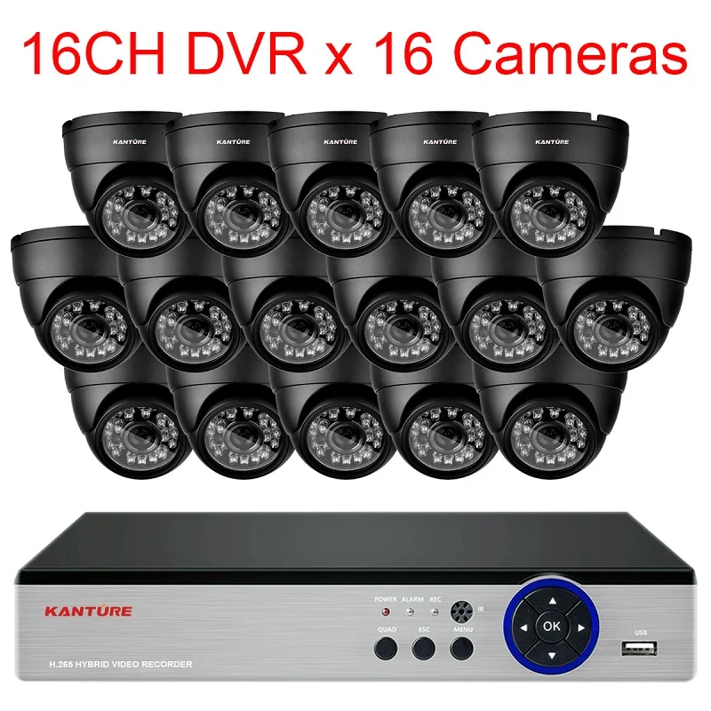 KANTURE h.265+ 16CH 4MP система видеонаблюдения 4MP CVI камера безопасности система наружного водонепроницаемого ночного видения камера видеонаблюдения комплект - Цвет: 16CH DVR x 16 Camera