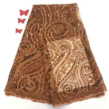 

Cotton Lace Fabric with Tulle Sequins Lace in Switzerland Nigerian Cotton Dry Lace for Wedding Party