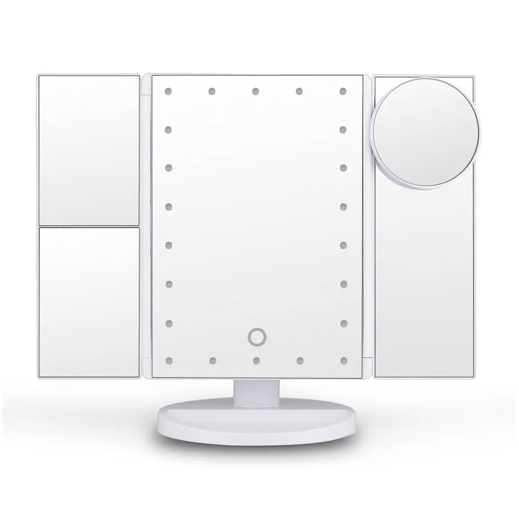 Espelho de Maquiagem Desktop com Dupla Led com 10x Ampliação Rotação Livre Espelho Portátil Durável Mod. 1211683 17 Espelhos para maquiagem